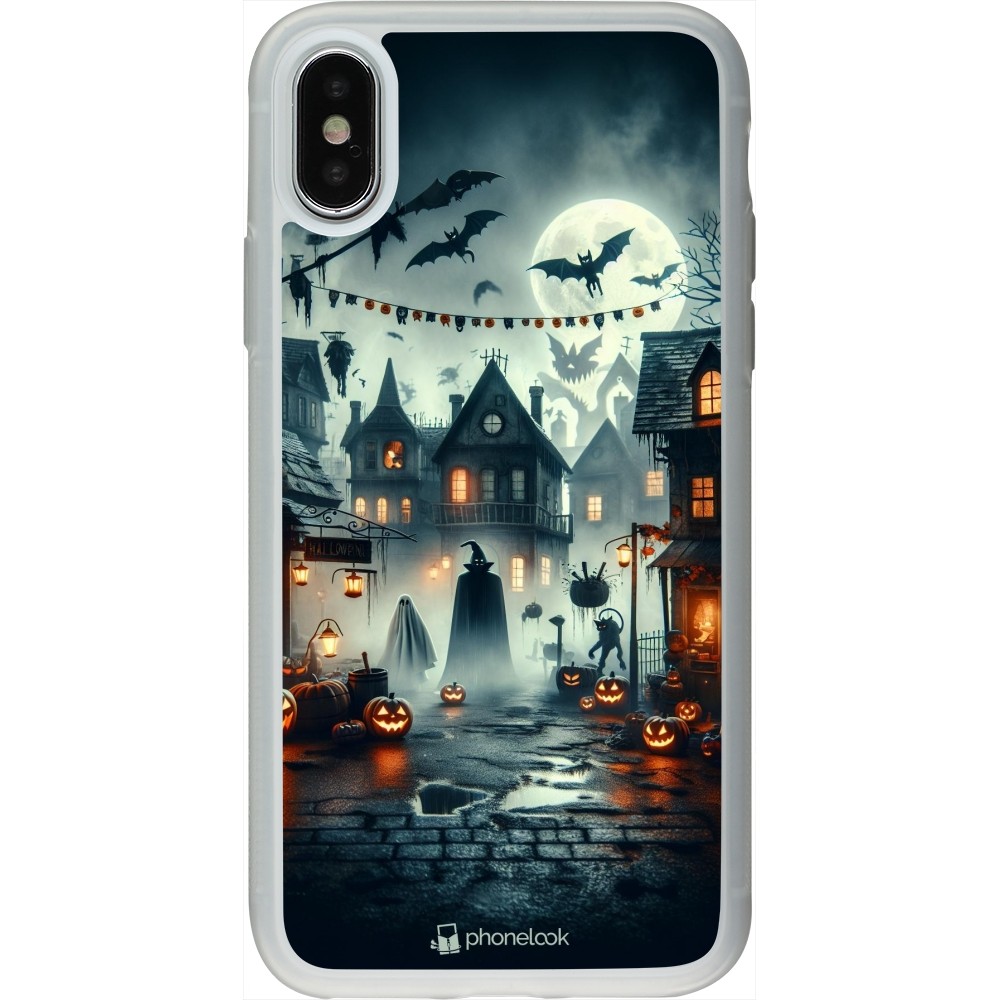 Coque iPhone X / Xs - Silicone rigide transparent Halloween Spookville