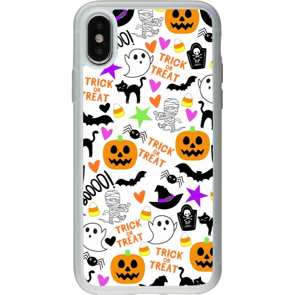 iPhone X / Xs Case Hülle - Silikon transparent Halloween 2024 trick or treat