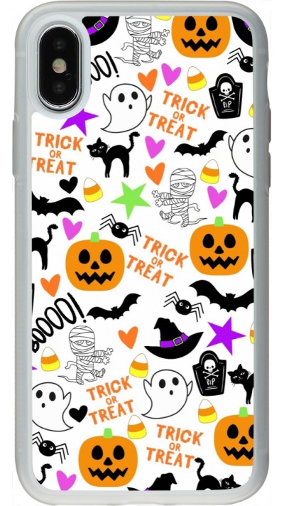 Coque iPhone X / Xs - Silicone rigide transparent Halloween 2024 trick or treat