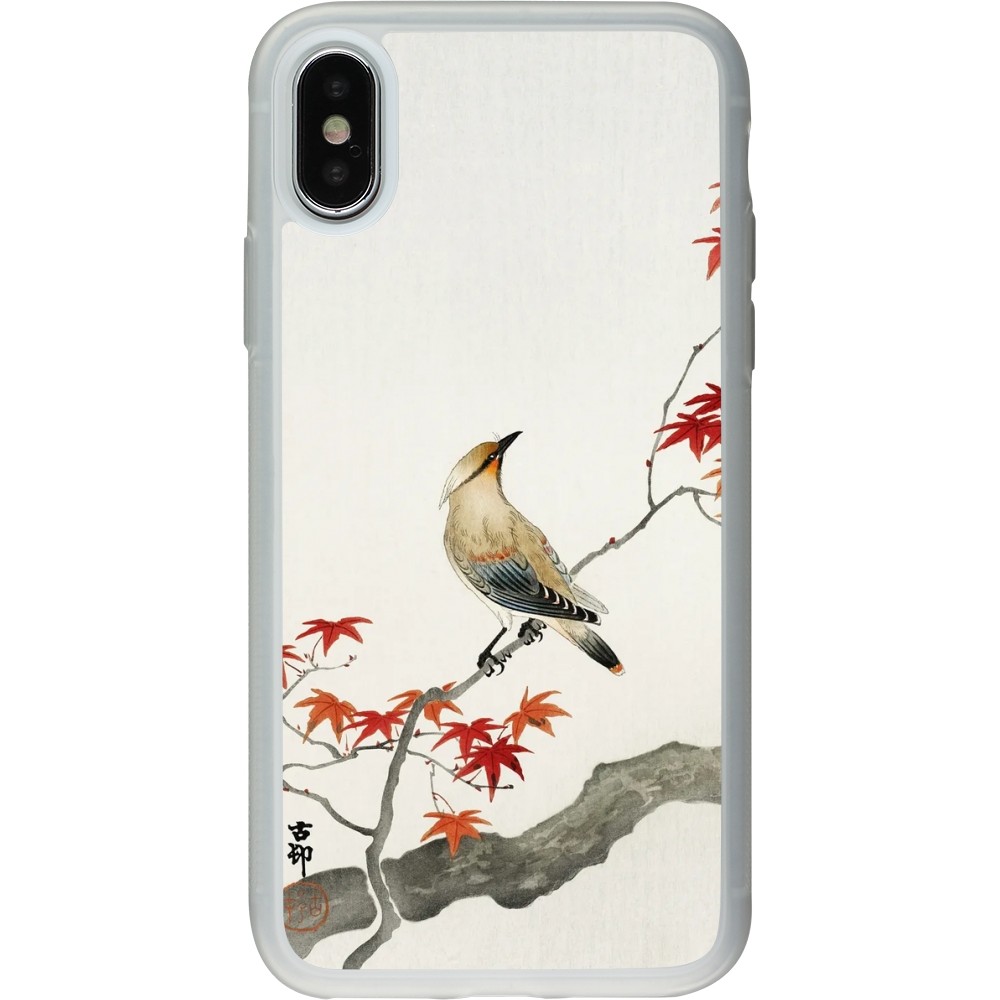 Coque iPhone X / Xs - Silicone rigide transparent Japanese Bird