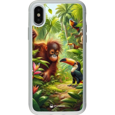 Coque iPhone X / Xs - Silicone rigide transparent Jungle Tropicale Tayrona