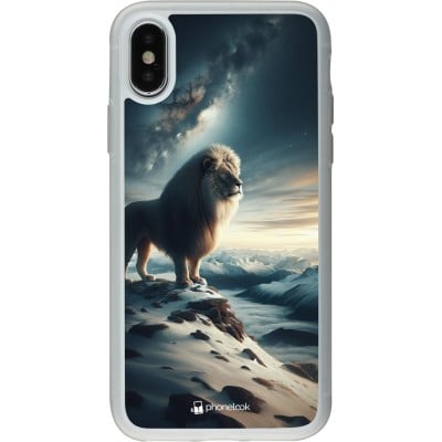 Coque iPhone X / Xs - Silicone rigide transparent Le lion blanc