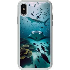 Coque iPhone X / Xs - Silicone rigide transparent Manta Lagon Nettoyage