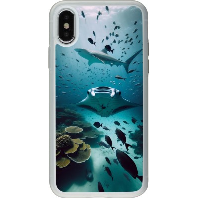 Coque iPhone X / Xs - Silicone rigide transparent Manta Lagon Nettoyage