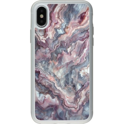 Coque iPhone X / Xs - Silicone rigide transparent Marbre violette argentée