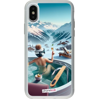 Coque iPhone X / Xs - Silicone rigide transparent Montagne Glamour Jacuzzi