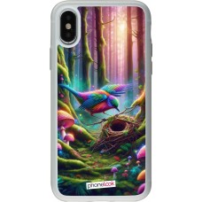 Coque iPhone X / Xs - Silicone rigide transparent Oiseau Nid Forêt