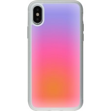 Coque iPhone X / Xs - Silicone rigide transparent Orange Pink Blue Gradient