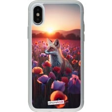 Coque iPhone X / Xs - Silicone rigide transparent Renard pourpre au crépuscule