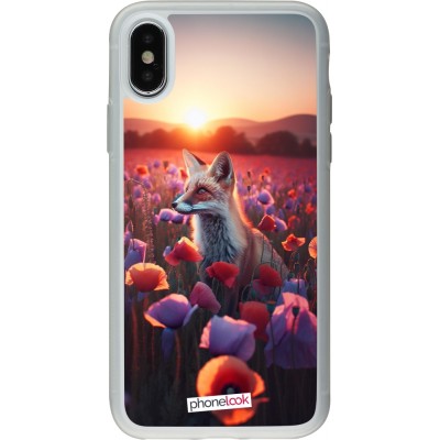 Coque iPhone X / Xs - Silicone rigide transparent Renard pourpre au crépuscule