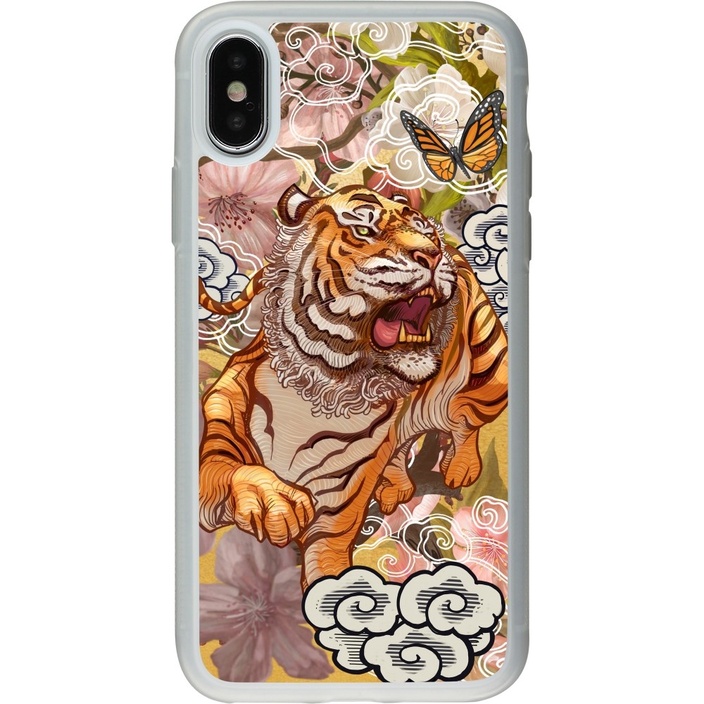 Coque iPhone X / Xs - Silicone rigide transparent Spring 23 japanese tiger