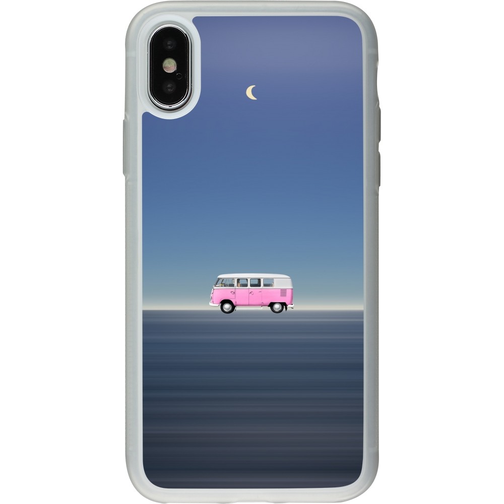 Coque iPhone X / Xs - Silicone rigide transparent Spring 23 pink bus