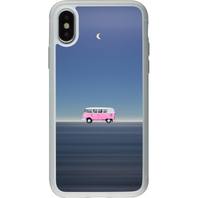 Coque iPhone X / Xs - Silicone rigide transparent Spring 23 pink bus