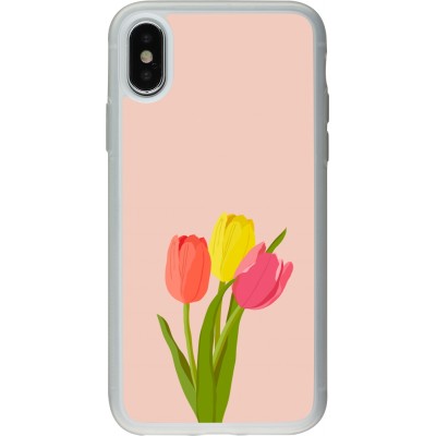 Coque iPhone X / Xs - Silicone rigide transparent Spring 23 tulip trio