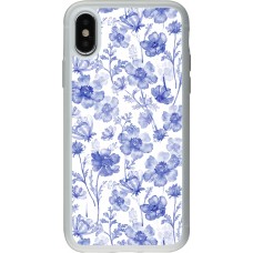 Coque iPhone X / Xs - Silicone rigide transparent Spring 23 watercolor blue flowers