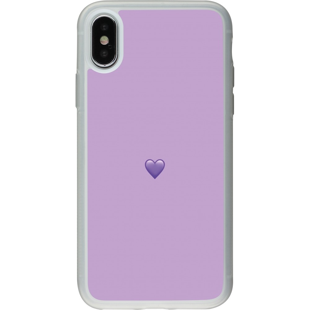 Coque iPhone X / Xs - Silicone rigide transparent Valentine 2023 purpule single heart