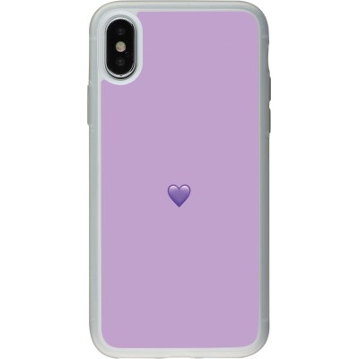 Coque iPhone X / Xs - Silicone rigide transparent Valentine 2023 purpule single heart