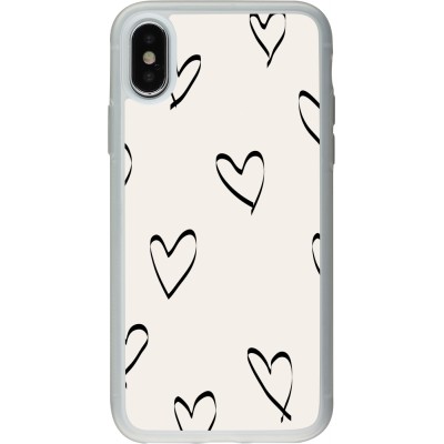 Coque iPhone X / Xs - Silicone rigide transparent Valentine 2023 minimalist hearts