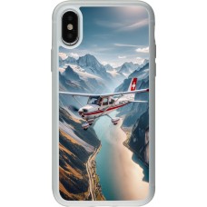 Coque iPhone X / Xs - Silicone rigide transparent Vol Alpin Suisse