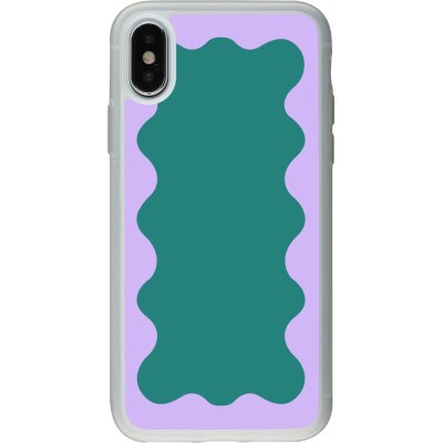 Coque iPhone X / Xs - Silicone rigide transparent Wavy Rectangle Green Purple