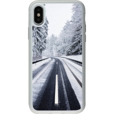 Coque iPhone X / Xs - Silicone rigide transparent Winter 22 Snowy Road