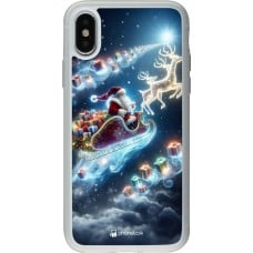 Coque iPhone X / Xs - Silicone rigide transparent Noël 2023 Père Noël enchanté