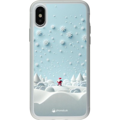 Coque iPhone X / Xs - Silicone rigide transparent Noël 2023 Petit Père Flocon