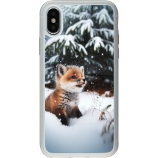 Coque iPhone X / Xs - Silicone rigide transparent Noël 2023 Renardeau sapin