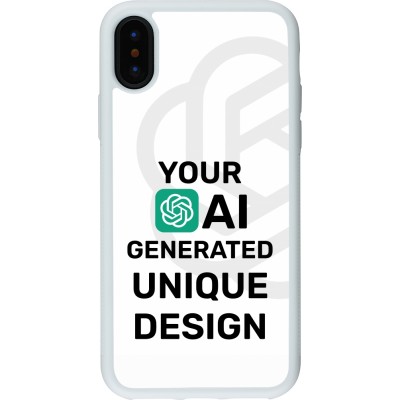 Coque iPhone X / Xs - Silicone rigide blanc 100% unique générée par intelligence artificielle (AI) avec vos idées