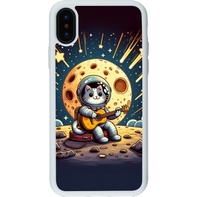 Coque iPhone X / Xs - Silicone rigide blanc AstroCat RockLune