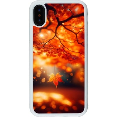 Coque iPhone X / Xs - Silicone rigide blanc Automne Magique Orange