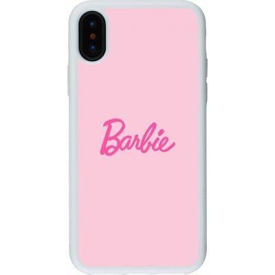 Coque iPhone X / Xs - Silicone rigide blanc Barbie Text