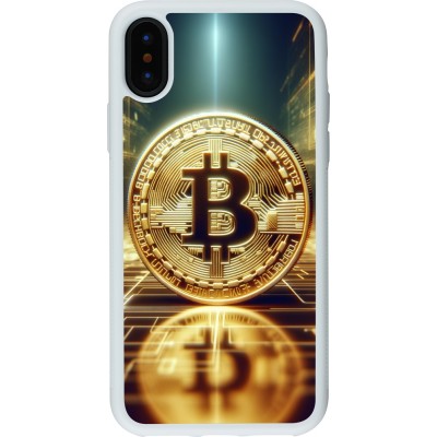 Coque iPhone X / Xs - Silicone rigide blanc Bitcoin Standing