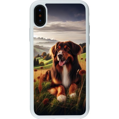 Coque iPhone X / Xs - Silicone rigide blanc Chien Campagne Suisse