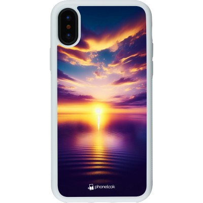 Coque iPhone X / Xs - Silicone rigide blanc Coucher soleil jaune violet