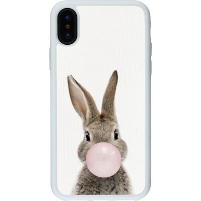 Coque iPhone X / Xs - Silicone rigide blanc Easter 2023 bubble gum bunny