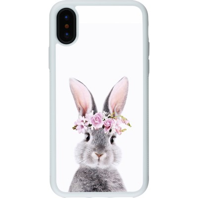 Coque iPhone X / Xs - Silicone rigide blanc Easter 2023 flower bunny