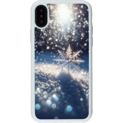 Coque iPhone X / Xs - Silicone rigide blanc Flocon Solaire Éclat