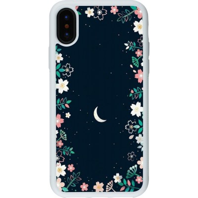 Coque iPhone X / Xs - Silicone rigide blanc Flowers space