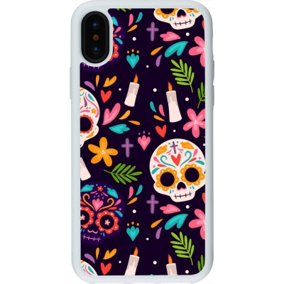 Coque iPhone X / Xs - Silicone rigide blanc Halloween 2023 mexican style