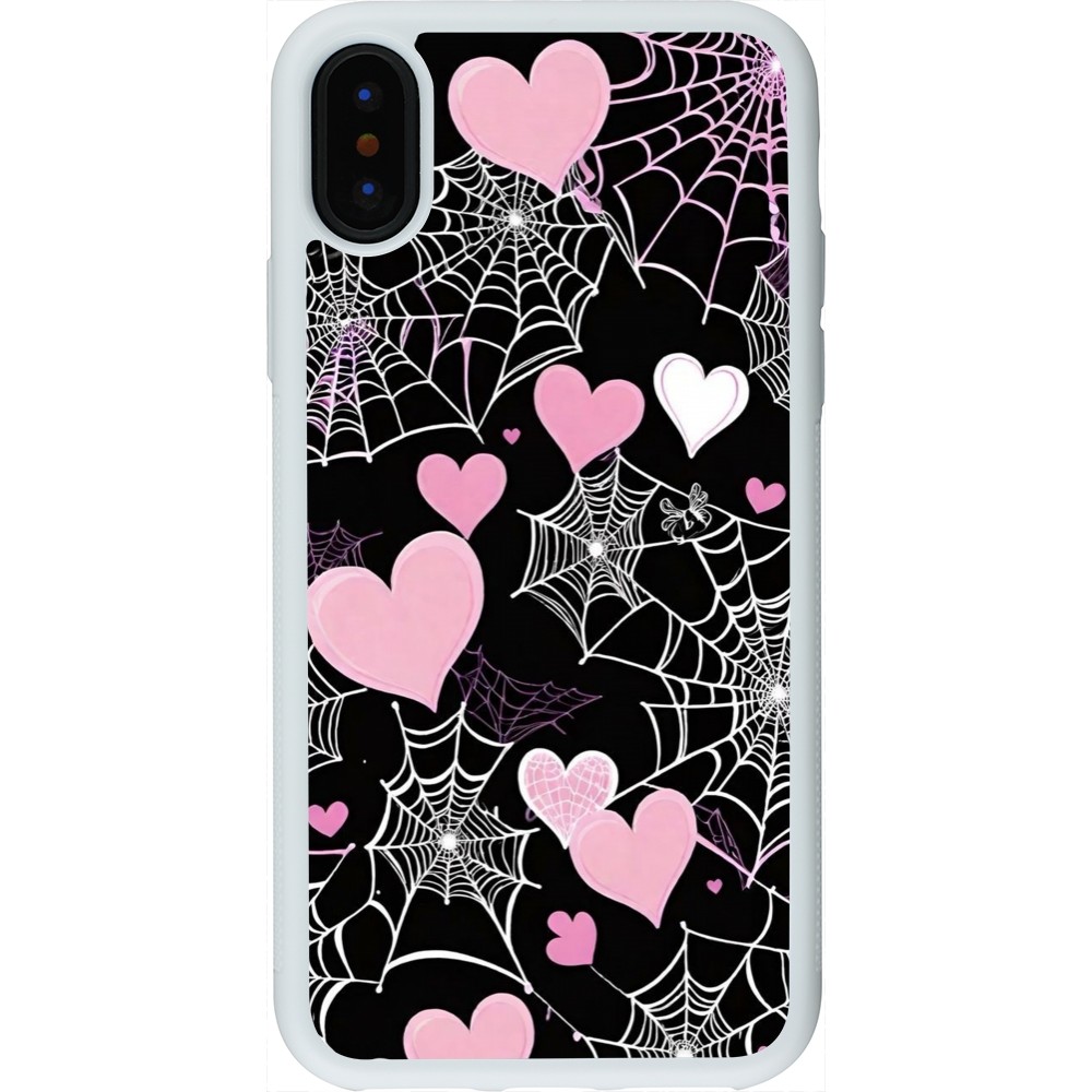 Coque iPhone X / Xs - Silicone rigide blanc Halloween 2024 girly