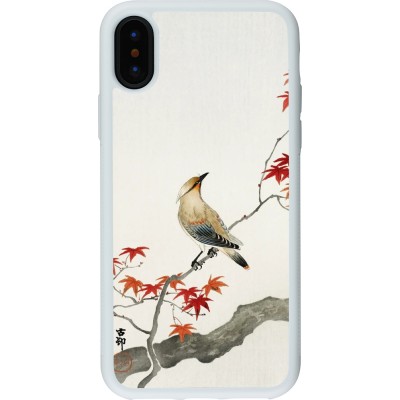 Coque iPhone X / Xs - Silicone rigide blanc Japanese Bird