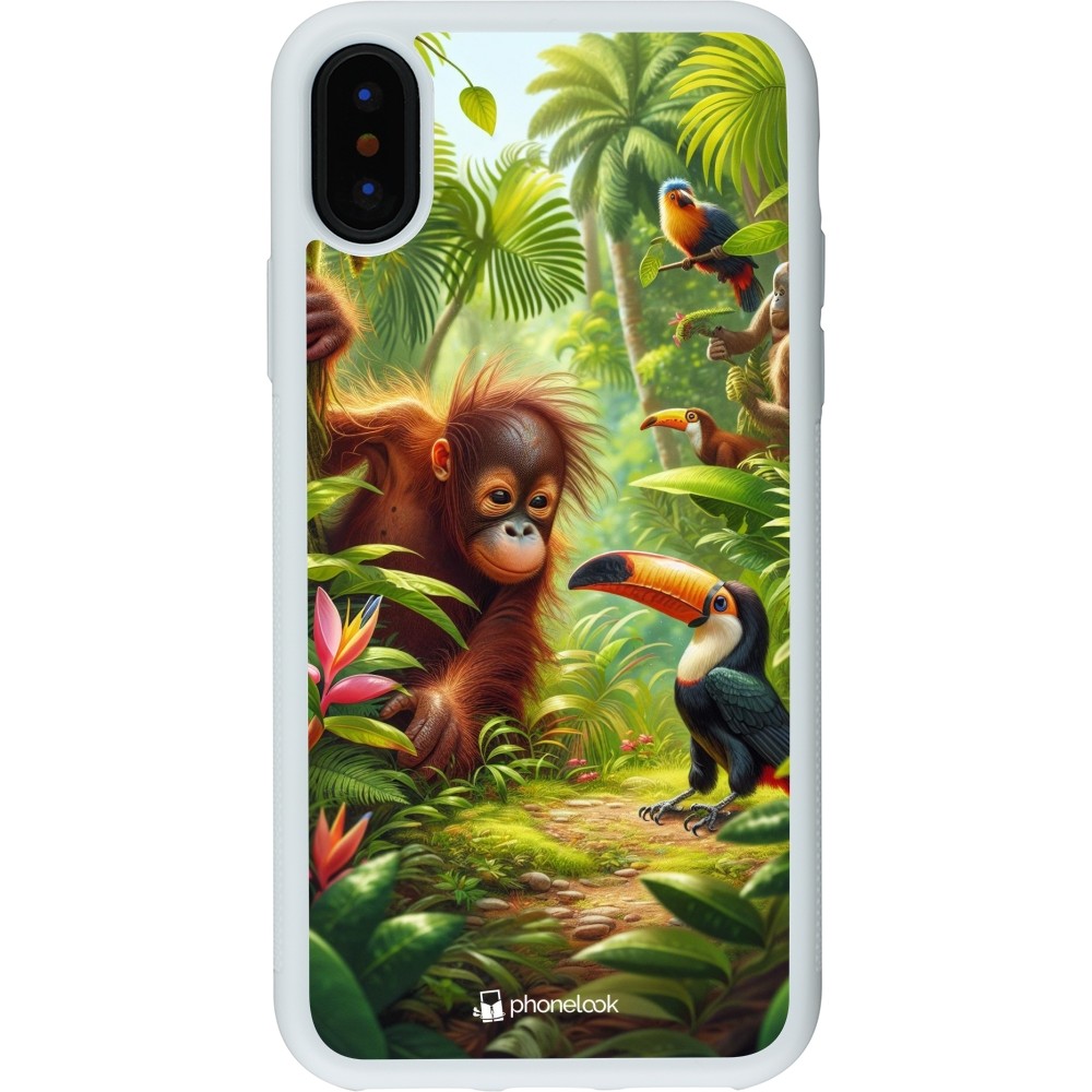 Coque iPhone X / Xs - Silicone rigide blanc Jungle Tropicale Tayrona