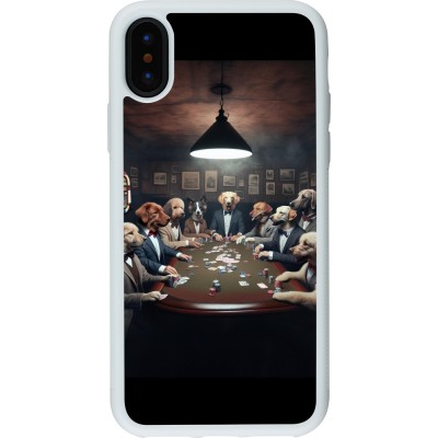 Coque iPhone X / Xs - Silicone rigide blanc Les pokerdogs