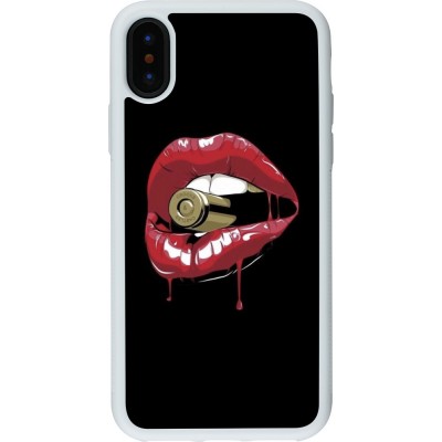 Coque iPhone X / Xs - Silicone rigide blanc Lips bullet