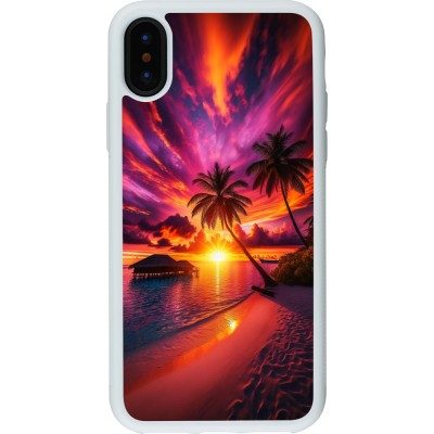 Coque iPhone X / Xs - Silicone rigide blanc Maldives Dusk Bliss