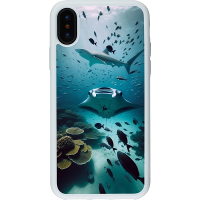 Coque iPhone X / Xs - Silicone rigide blanc Manta Lagon Nettoyage