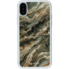 Coque iPhone X / Xs - Silicone rigide blanc Marbre Olive