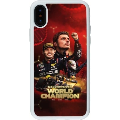 Coque iPhone X / Xs - Silicone rigide blanc Max Verstappen Champion 2023