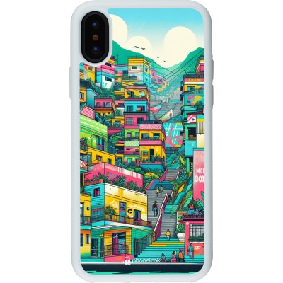 Coque iPhone X / Xs - Silicone rigide blanc Medellin Comuna 13 Art